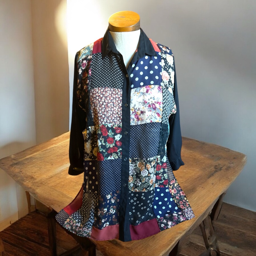 Express Women's Patchwork Blouse - Multicolor - image 1